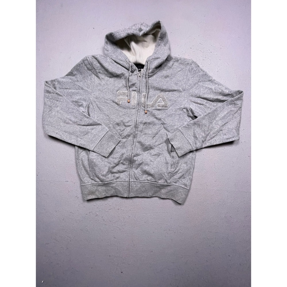 Fila Zip Hoodie Cotton Blend Gray L/XL Mens